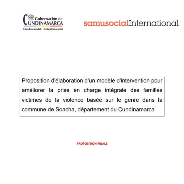 Modele dintervention pour ameliorer la prise en charge integrale des familles victimes de la violence basee sur le genre